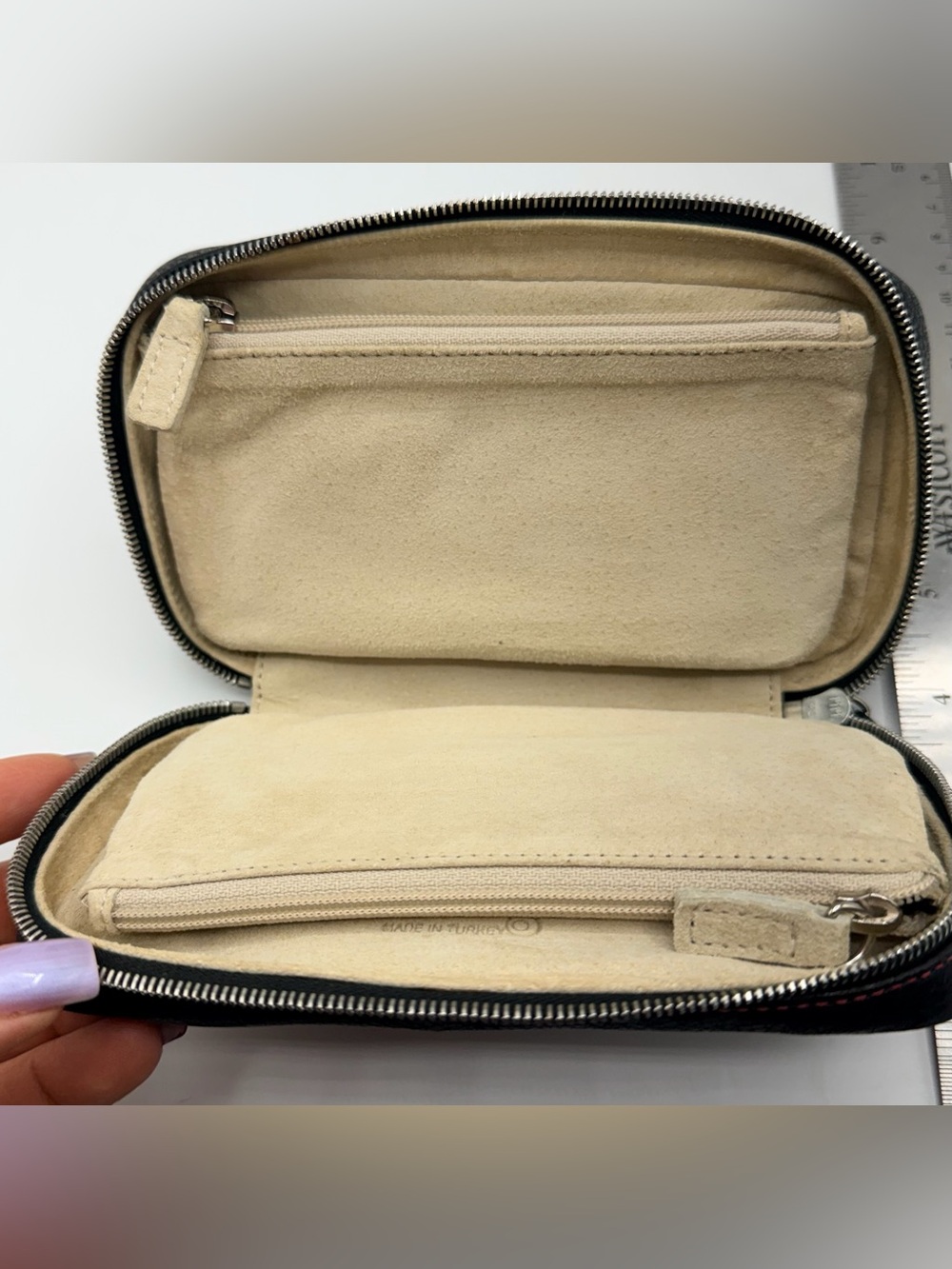 Coach Black Pebbled Leather Travel Zip Around Jewelry Case Organizer Separator - Picture 5 of 11